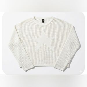 Windsor White Star Knit Sweater Size M Oversized Open Knit Boho.